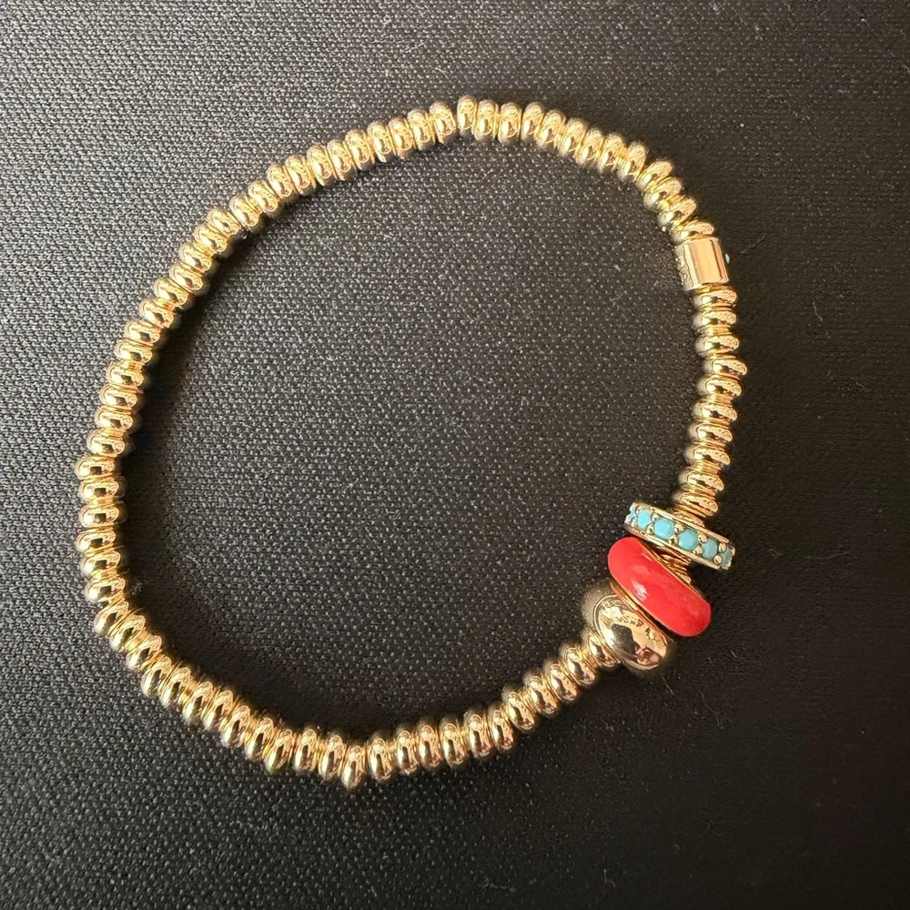 Roxanne Assoulin Gold Bracelet with Red, Black, and Turquoise Accents - Picture 4 of 5